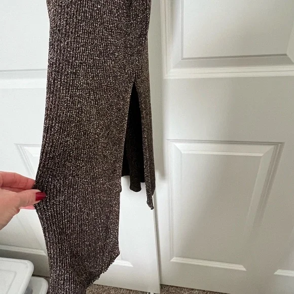 BCBGMaxAzria Metallic Gold/Black Maxi Dress - Picture 3 of 5